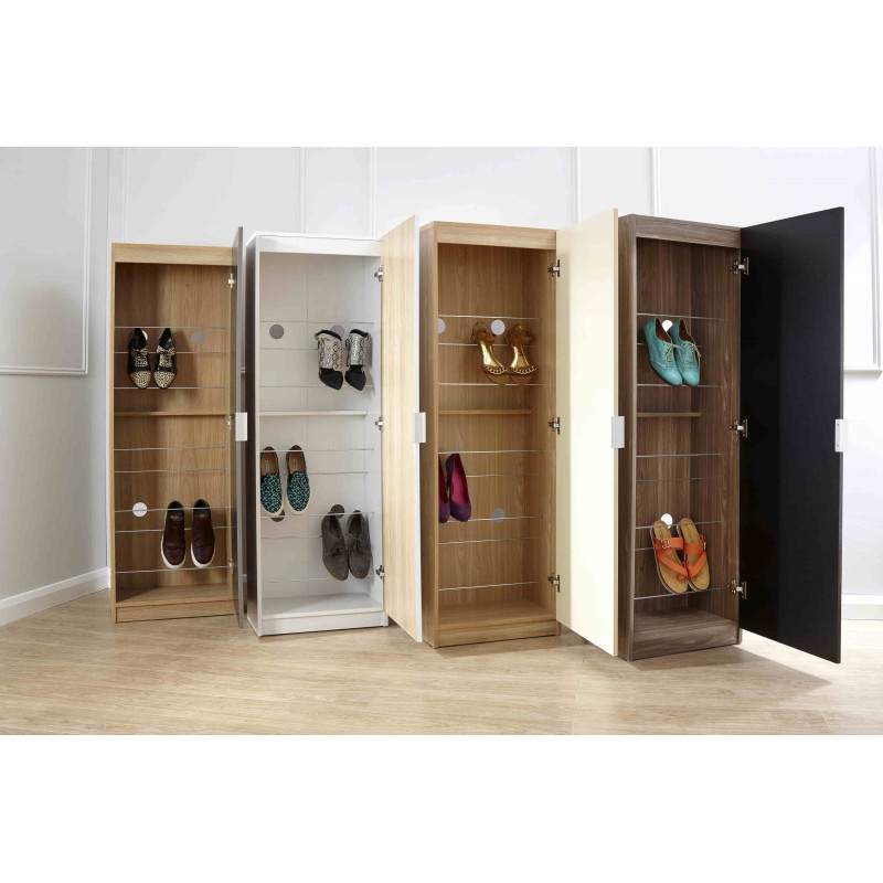 Modern High Gloss Shoe Cabinet 180 cm in Oak/Grey
